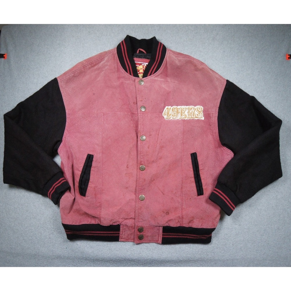 Vintage San Francisco 49ers Jacket Mens XL Red Leather G-III Carl Banks NFL